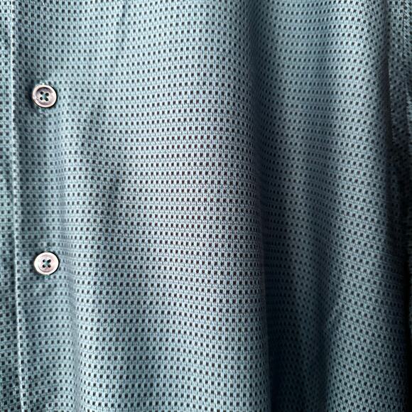 Bugatchi Teal OoohCotton Tech James Geometric Buttondown Long Sleeve Shirt XXL - Picture 9 of 13